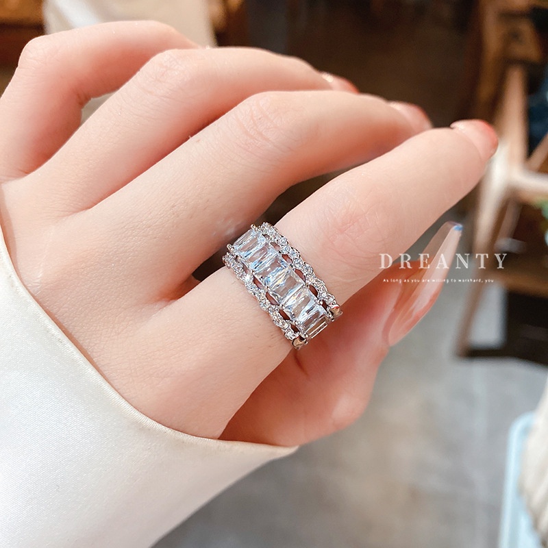 Nhẫn Hở Đính Đá Zircon Phong Cách Hàn Quốc Sang Trọng