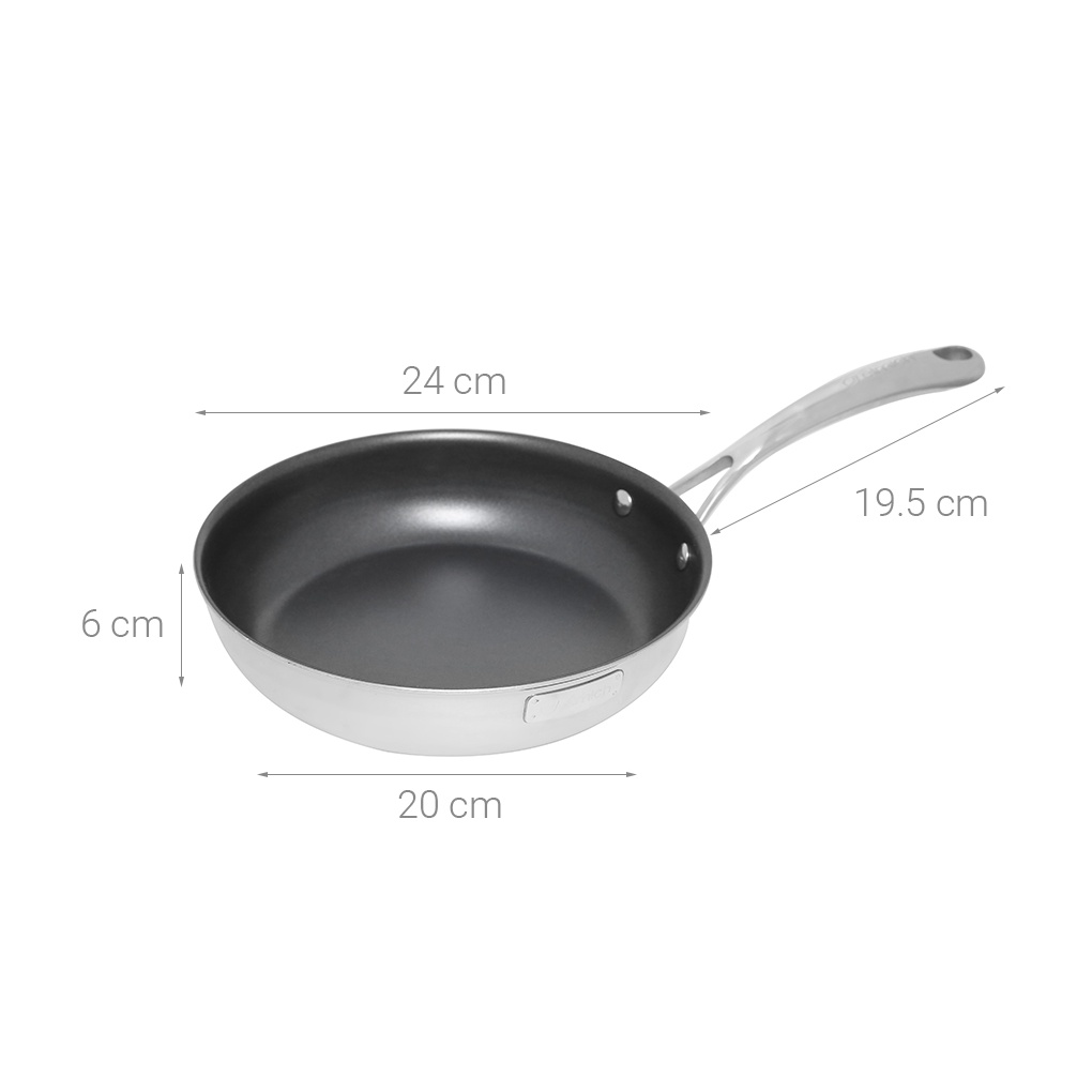 Chảo Inox cao cấp 2 lớp đáy liền ELMICH Tri-Max 20, 24, 26, 28cm