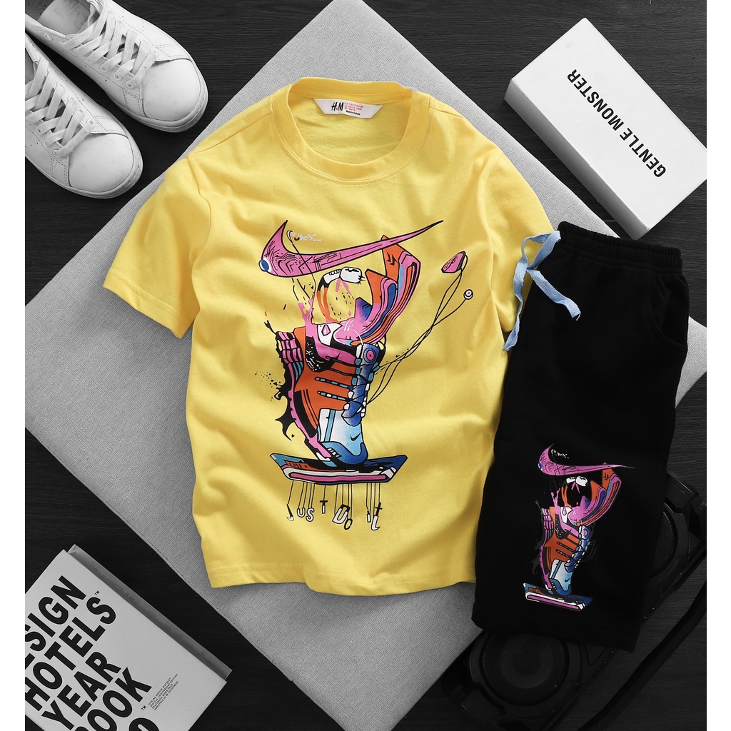 Bộ bé trai tay ngắn  chất vải cotton mềm size đại 20-50 kg