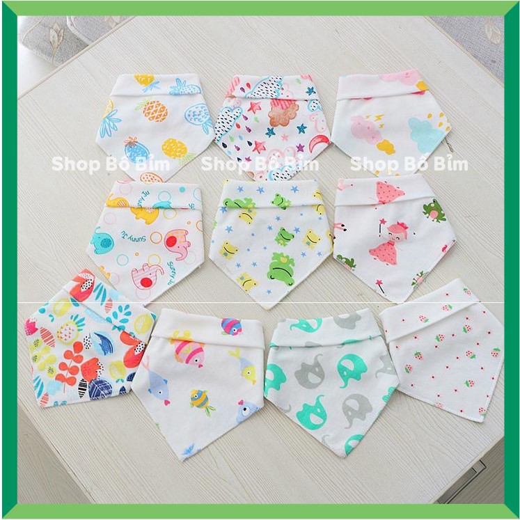 Set 5 Khăn Yếm Tam Giác ⚡Hàng Xuất Nhật 100% Cotton⚡ Có Cúc Bấm Cho Bé Vải Xô 4 Lớp Thấm Hút Tuyệt Đối