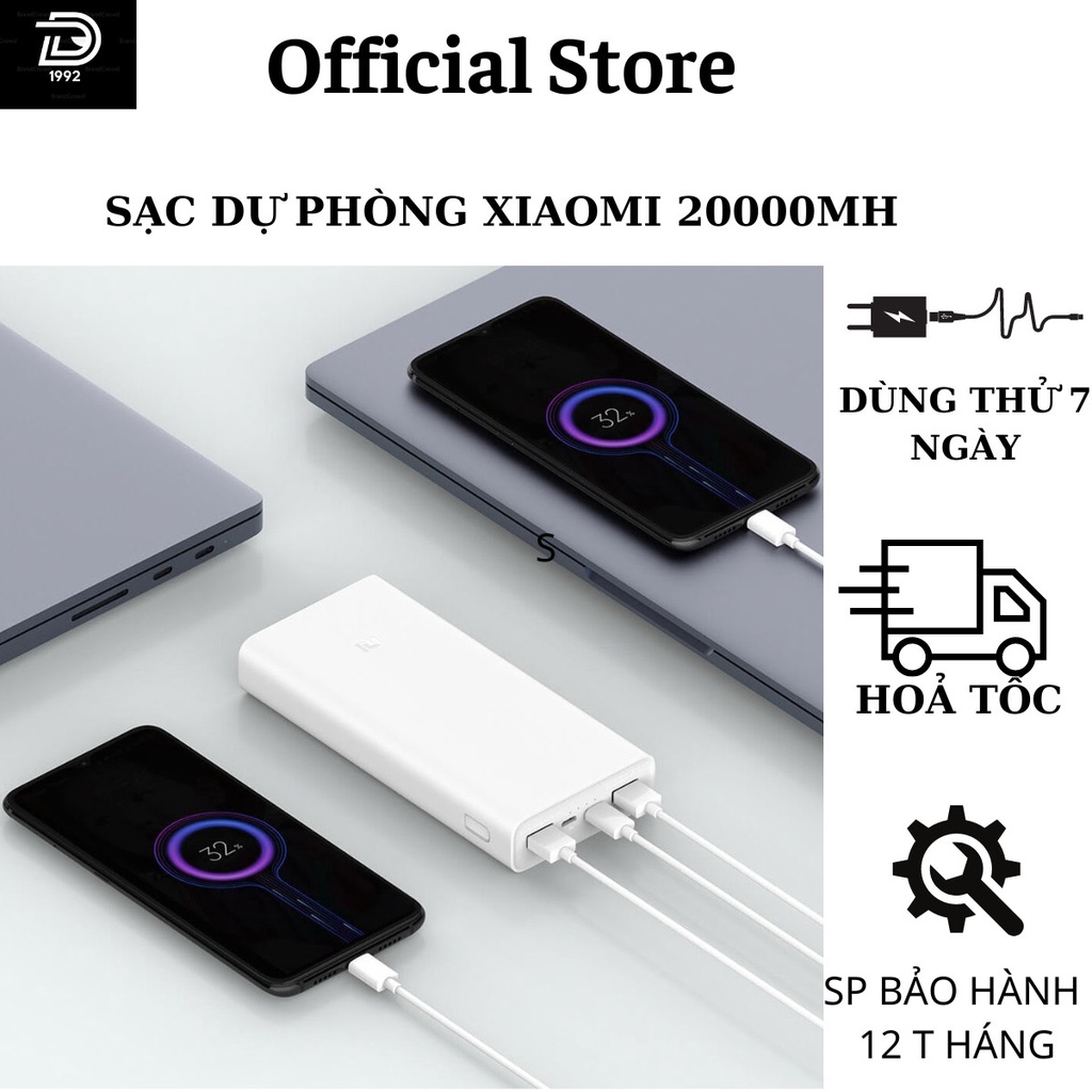 Sạc Dự Phòng Xiaomi 20000mAh PD100DZM-Cục Sạc Dự Phòng Chính Hãng-Tích Hợp Sạc Nhanh 18w-Cổng Type-C