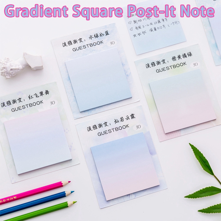 Giấy dán ghi chú màu gradient hình vuông dễ thương đồ dùng học tập tiện dụng