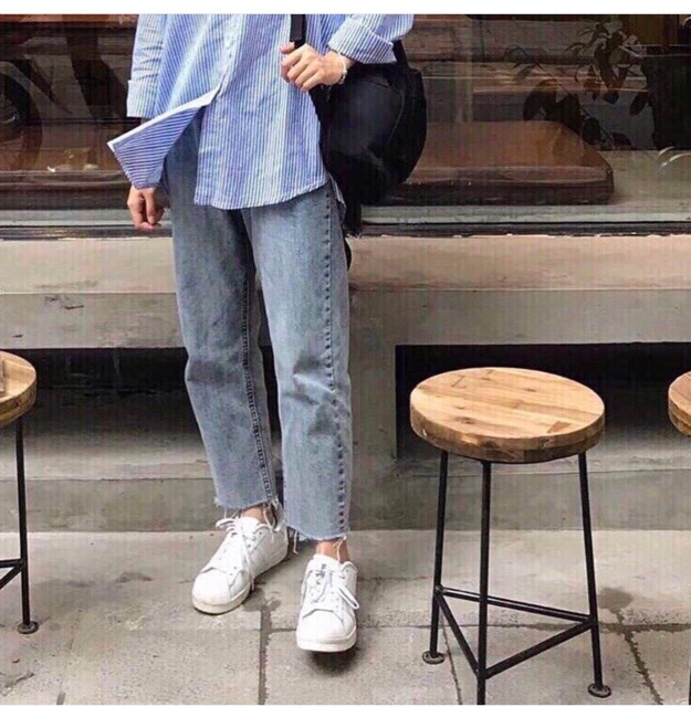 Baggy Jeans Ống Suông Cắt Lai