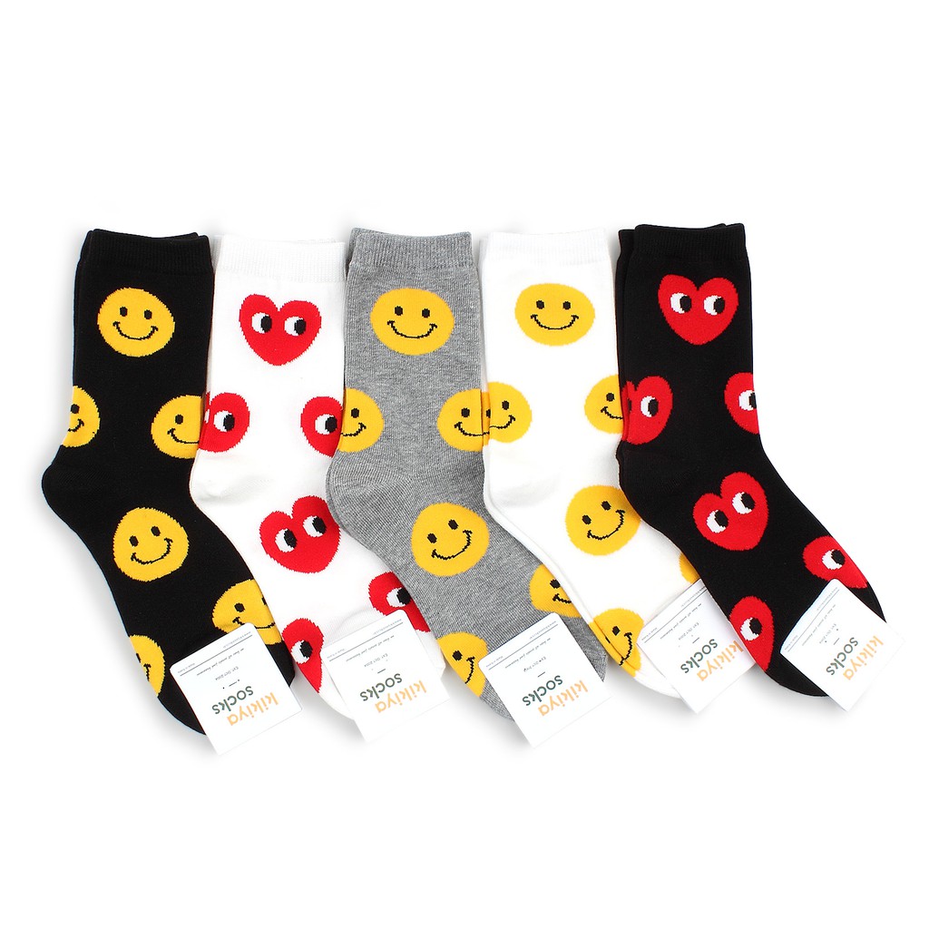 Funny Big Emoji Biểu tượng trái tim Smiley (Phi hành đoàn 5 cặp) BS15