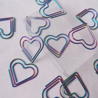 (Hình thật) Kẹp giấy hình trái tim hologram