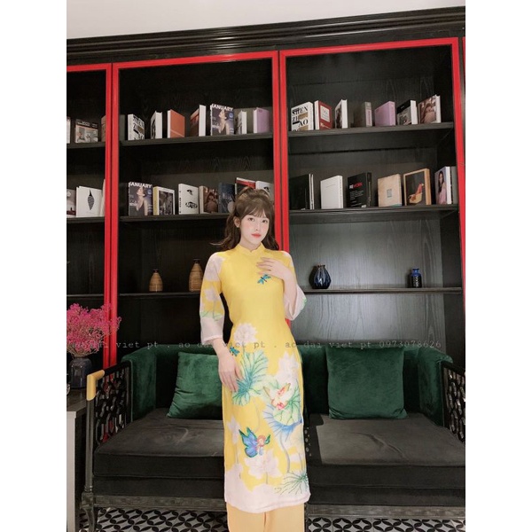 🥰 Áo dài  tơ 4 tà đính kết sang chảnh hàng cao cấp ( cam kết ảnh thật 100%) Áo dài tết đẹp nhẹ nhangf