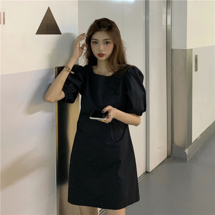 Xiaozhainv Đầm nữ tay lửng màu trắng trơn cho nữ | BigBuy360 - bigbuy360.vn