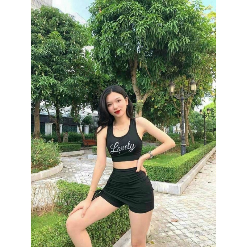Bộ tập gym-aerobic lovely tặng kèm mút xịn