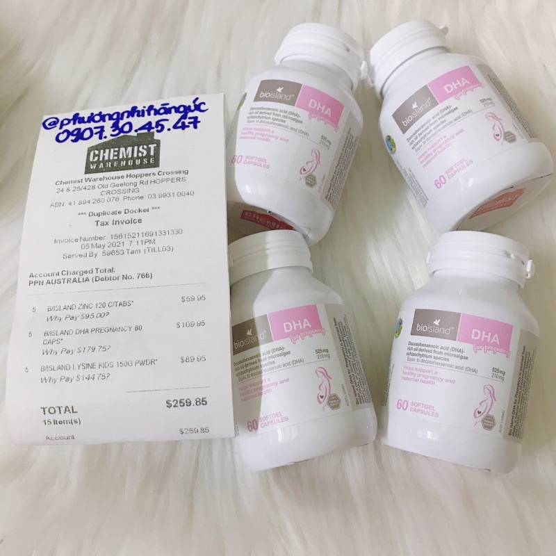 HÀNG CHUẨN AIR MUA TẠI ÚC - VIÊN UỐNG BỔ SUNG DHA CHO BÀ BẦU BIO ISLAND 60 VIÊN