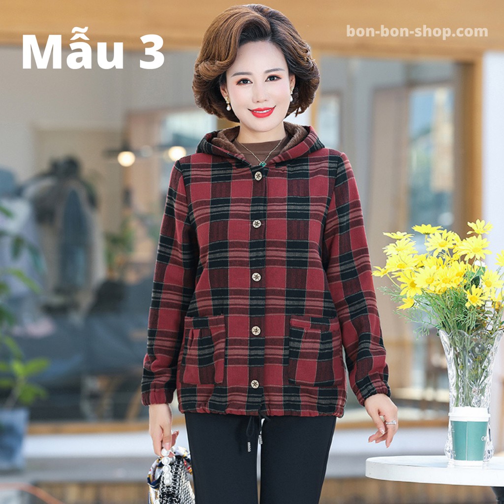 (CÓ SẴN - SHIP NGAY) Áo khoác nữ trung niên lót nỉ lông mũ trùm đầu, dày dặn ấm cho bà, mẹ mẫu mới xuân thu đông | BigBuy360 - bigbuy360.vn