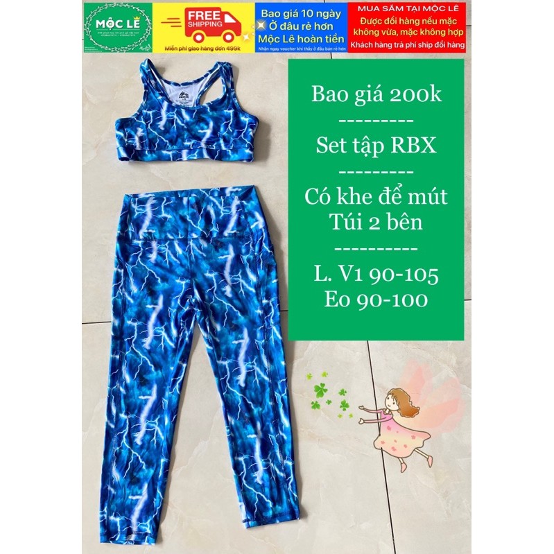 6 màu set bộ tập gym RBX 55-75kg/ áo crop phối kèm vnxk xuất dư co dãn nhiều có khe để mút chất vừa ko dày