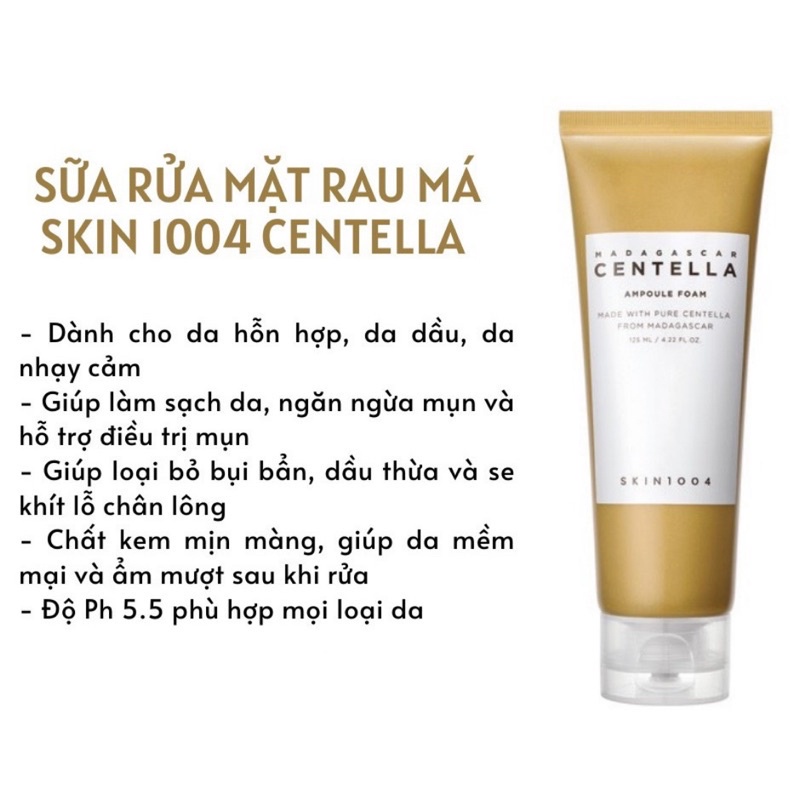 Sữa Rửa Mặt Rau Má Skin1004 Madagascar Centella Ampoule Foam 125ml