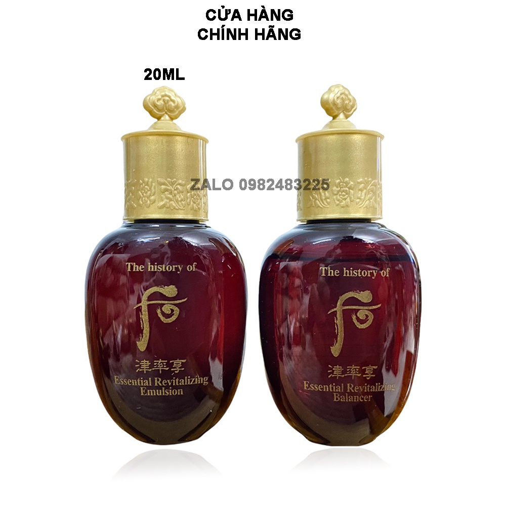 [20ml + 20ml] Cặp nước hoa hồng và sữa dưỡng Whoo đỏ bổ sung tân dịch trẻ hóa toàn diện da Whoo Jinyulhyang Essential