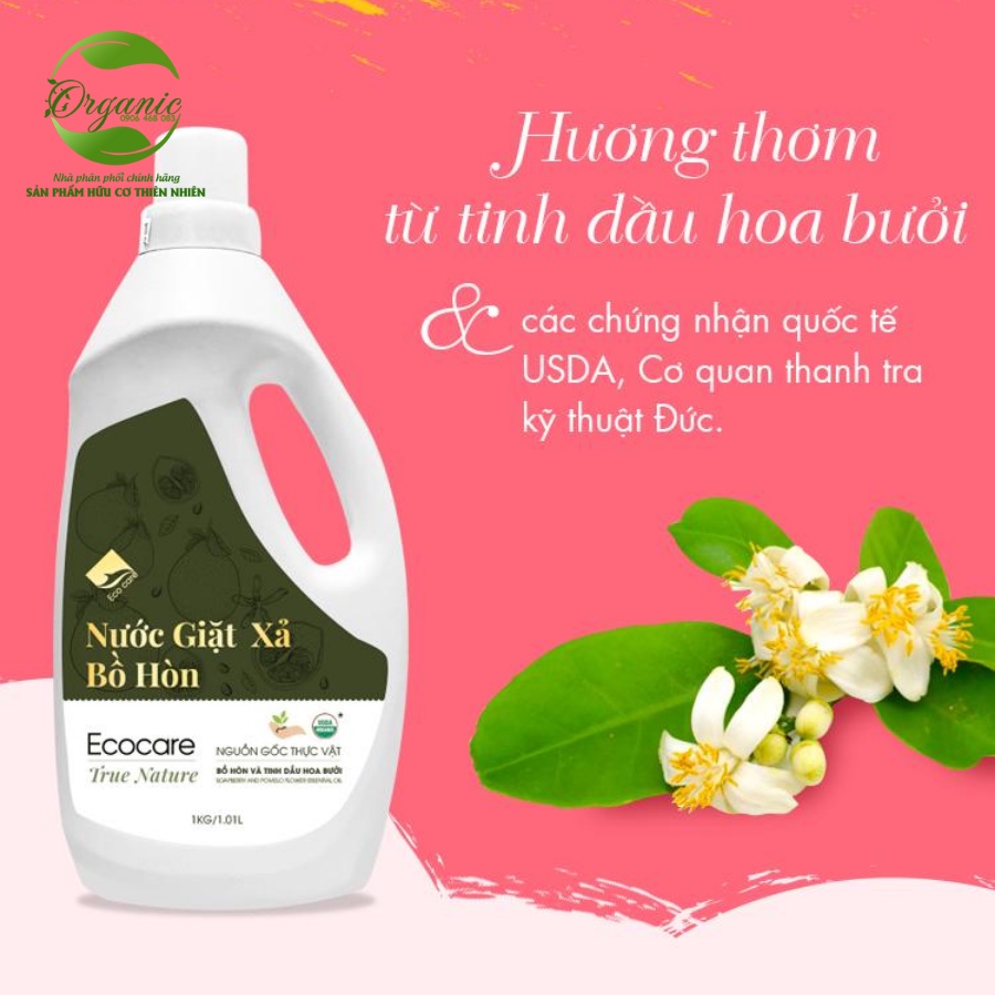 Nước giặt xả hữu cơ bồ hòn hoa bưởi Ecocare