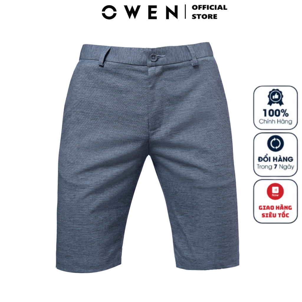Quần Short Âu Nam Cao Cấp OWEN SW220230 Quần Sooc Tây Ngố Đùi Màu Ghi Slub Vải PolyesterMềm Mại Dáng Trendy Ôm Vừa