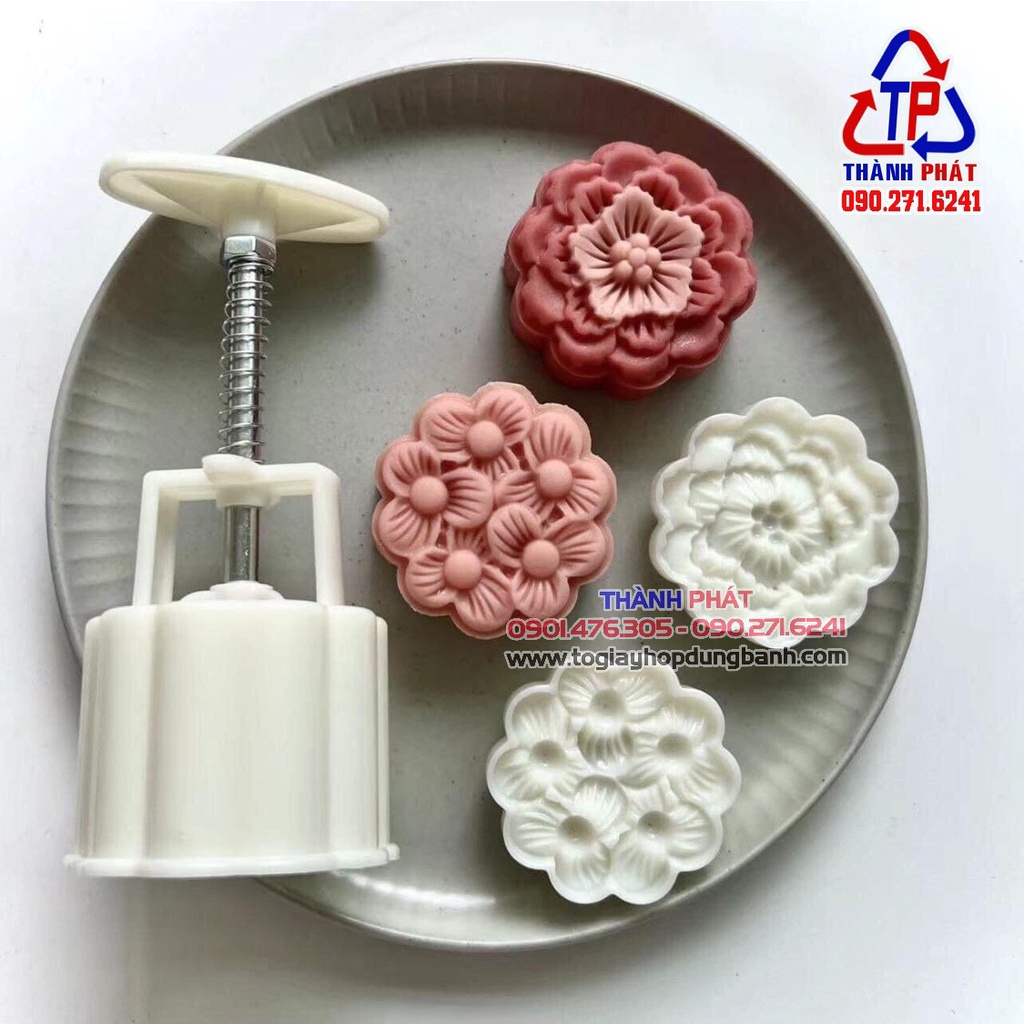 Khuôn trung thu 150g hình Tú Cầu và Hoa Mai - mẫu mới 2022