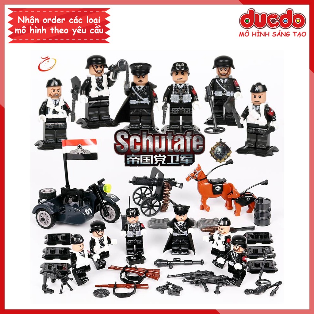 (Đóng túi) Combo Hitler và lính phát xít Đức - Đồ chơi Lắp ghép Xếp hình Mini Minifigures Army WW2 D71009