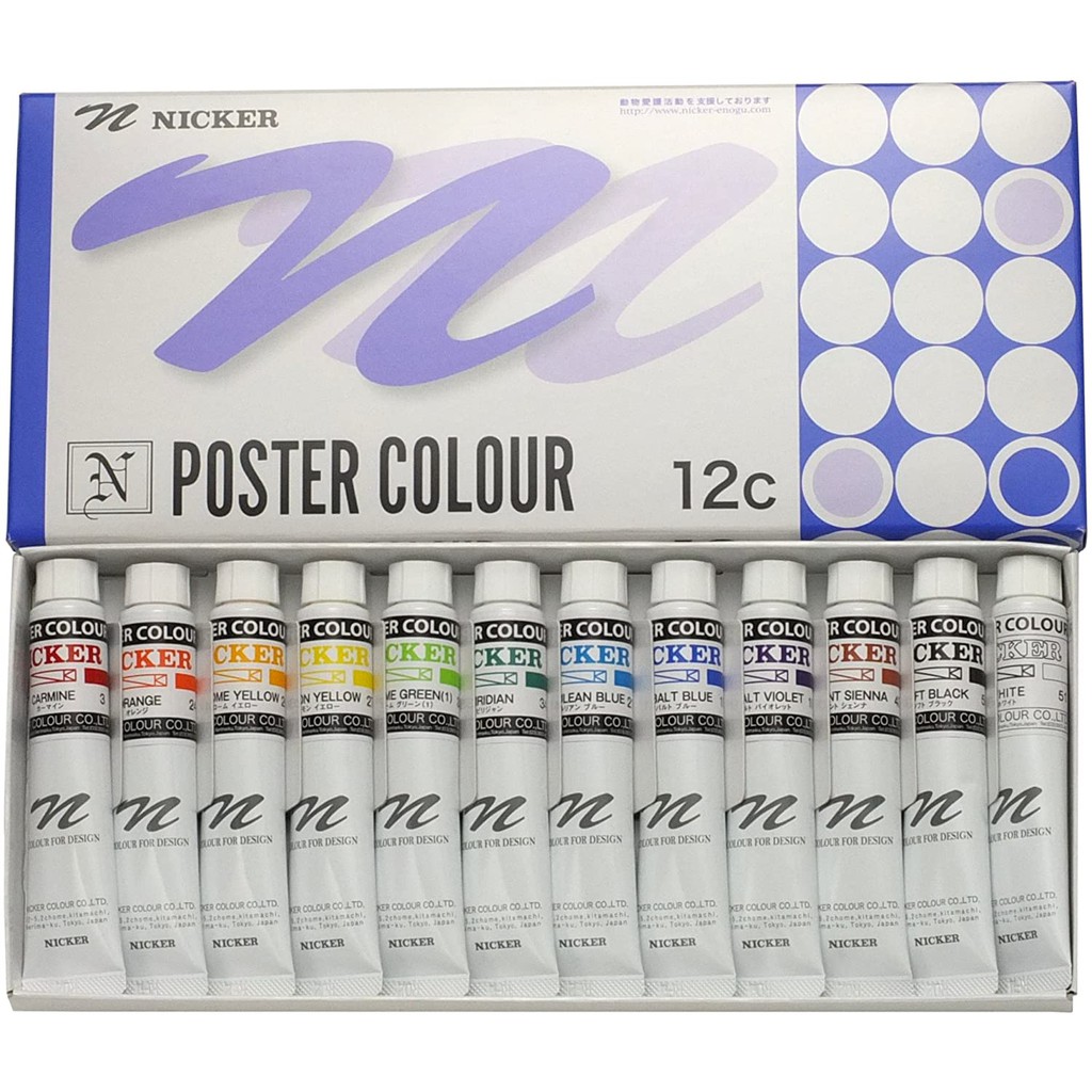 Bộ màu poster 12 màu 20ml - Nicker