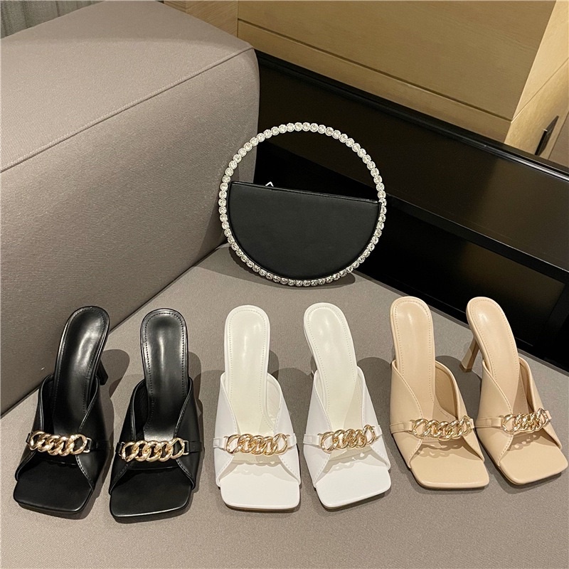 ORDER 🍃2 mẫu guốc và quai hậu GIÀY UK CAO GÓT MIX XÍCH ĐEN
