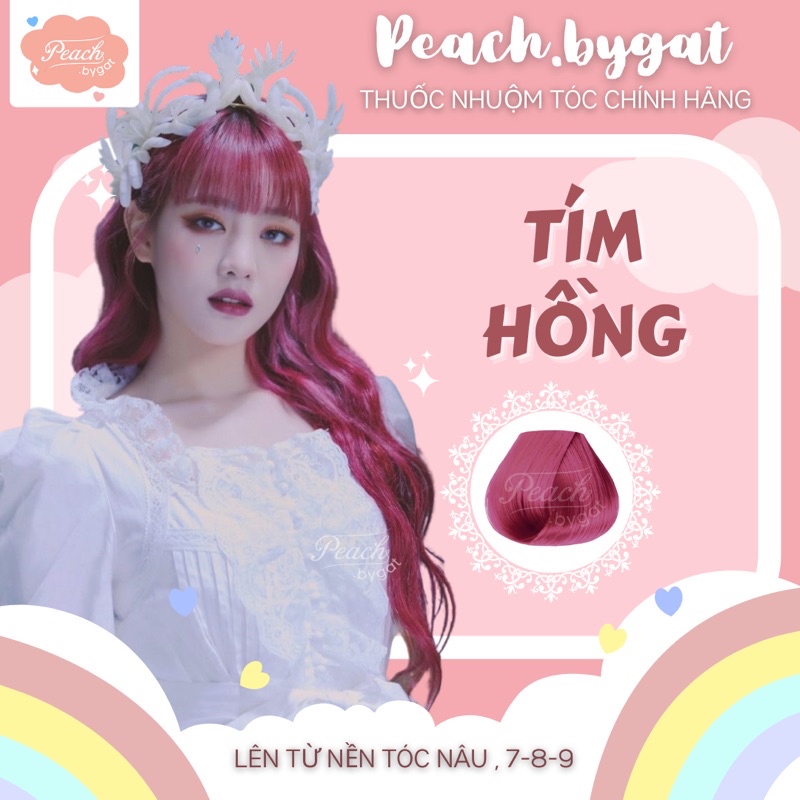 Thuốc nhuộm tóc TÍM HỒNG cần dùng thuốc tẩy tóc của Peach.bygat