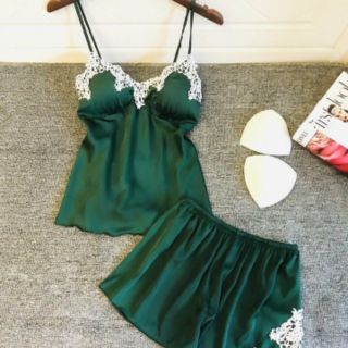ĐỒ NGỦ ♥️FREESHIP♥️ ĐÙI LỤA 2 DÂY PHỐI REN SEXY