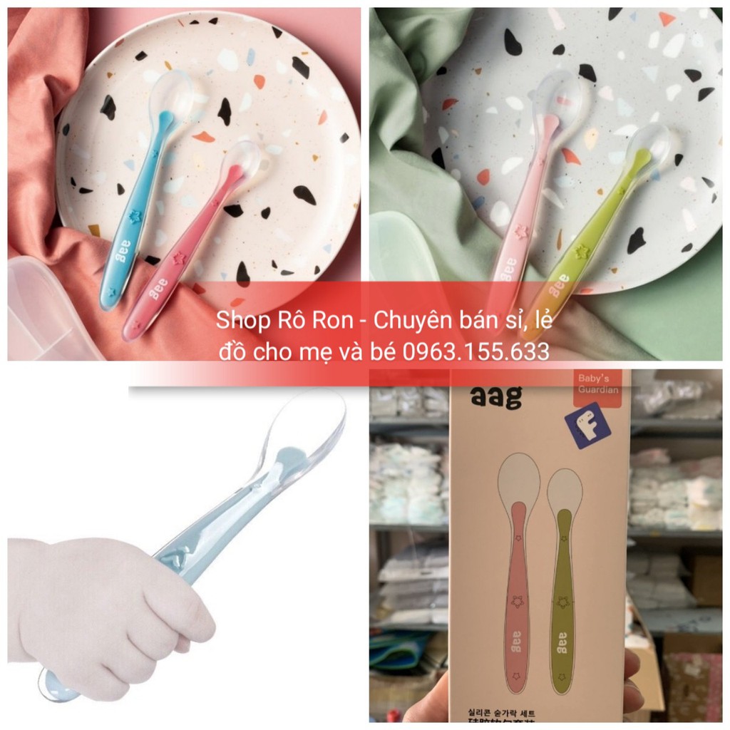 HỘP 2 THÌA SILICON ĂN DẶM AAG CHO BÉ