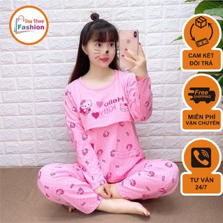 Bộ bầu - bộ sau sinh - cho con bú - chất liệu cotton ( hello kitty - QDTD )