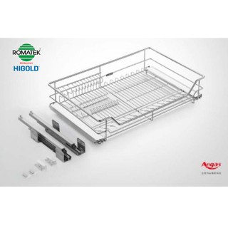 Kệ Úp Chén Dĩa Nan Dẹp ROMATEK Inox SS304 Có Ray Trượt Giảm Chấn và Khay Hứng Nước
