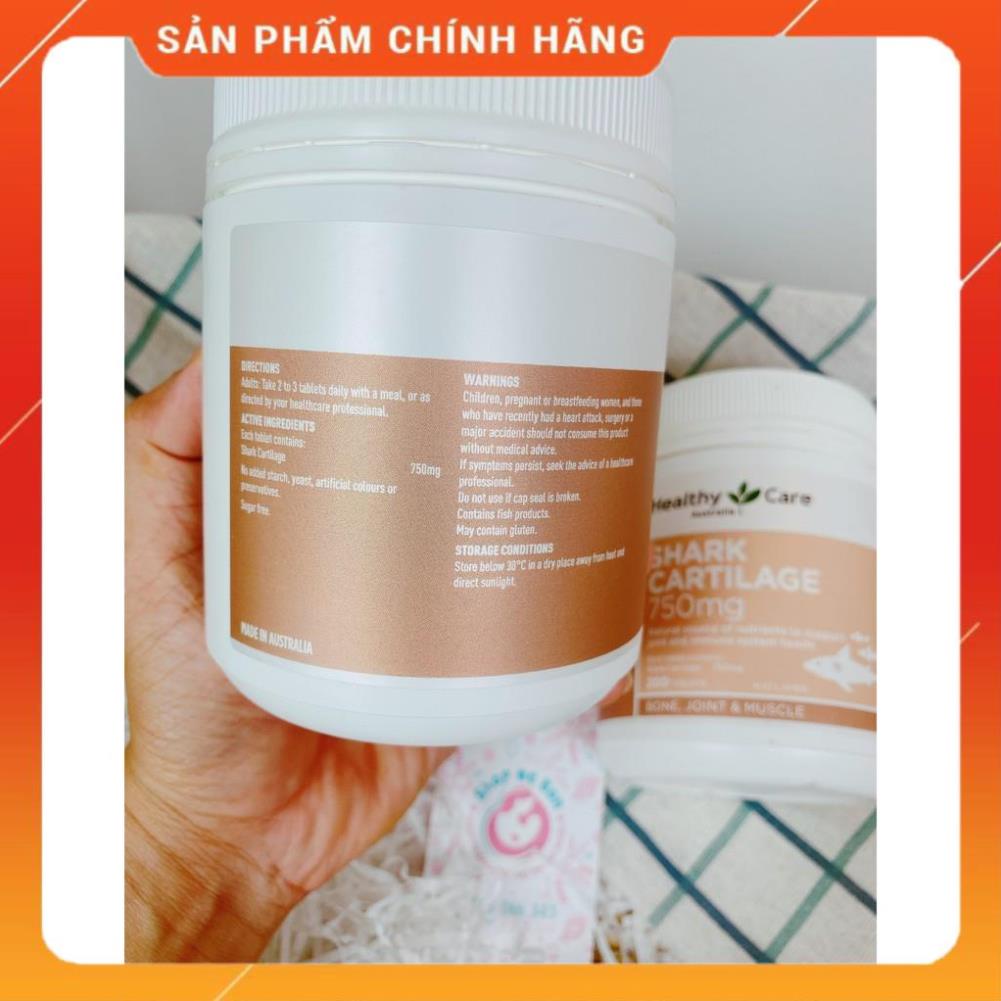 Sụn Vi Cá Mập Healthy Care Shark Cartilage 750mg hỗ trợ xương khớp - Úc shopnguyenanh88