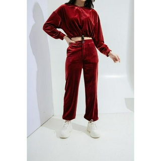 Quần nhung bo gấu