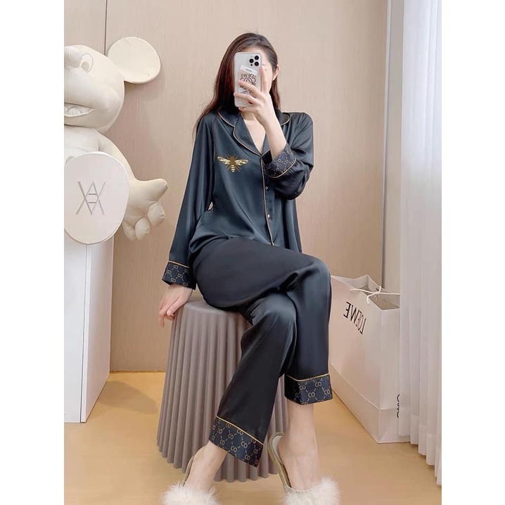 Bộ Pijama Dài Tay Lụa Nhập Khẩu Cao Cấp Bộ Đồ Ngủ Chất Vải Sịn Mịn Chuẩn Fom Dáng Tôn Da