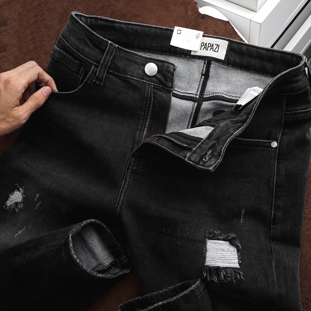 𝐐𝐮𝐚̂̀𝐧 𝐉𝐞𝐚𝐧𝐬 dài Mã_104_1, fom slim, rách nhẹ, gam màu xám khói co giãn dễ phối đồ, Thời trang nam PAPAZI