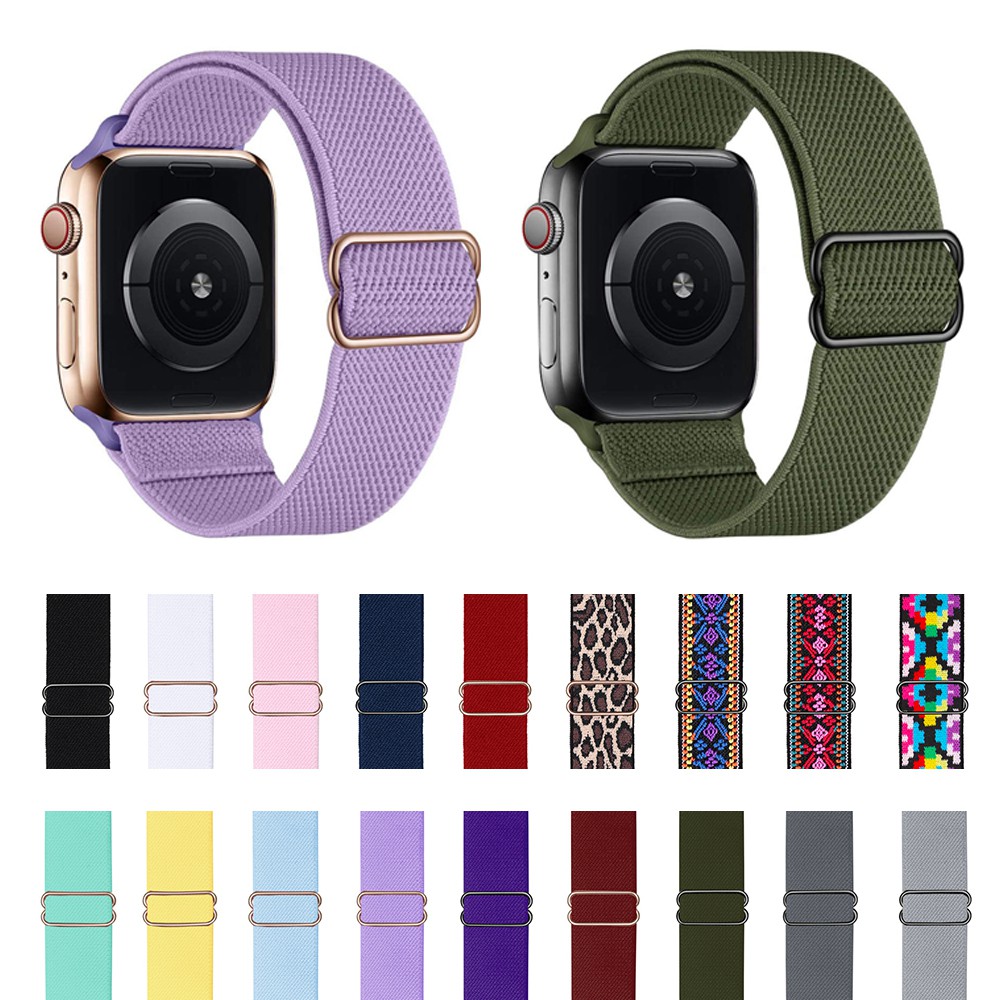 MAYSHOW Adjustable Solo Loop Strap Scrunchie Bracelet Watch Band Nylon Elastic Stretch For IWatch 6 5 4 SE Series 38mm 42mm 40mm 44mm