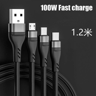 Dây Cáp Sạc Nhanh 6A 3 Trong 1 Cho IOS Micro USB Type-c 13 12 11