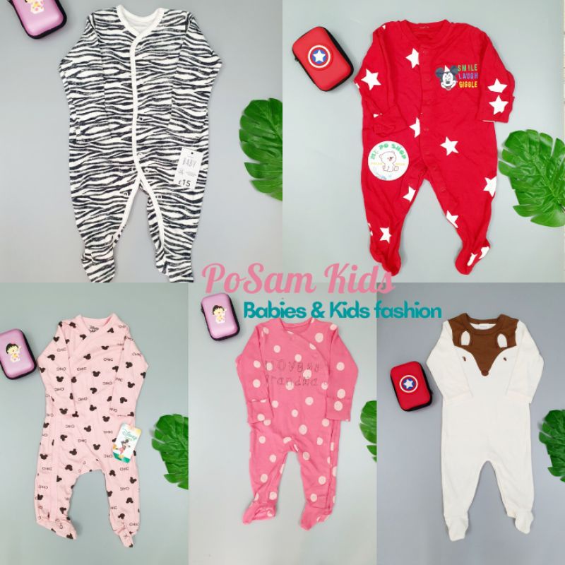 (Chọn mẫu)(Size new born) Body sleepsuit, body sleep dài tay liền tất vớ cho bé trai bé gái, hàng xuất xịn - PoSam Kids