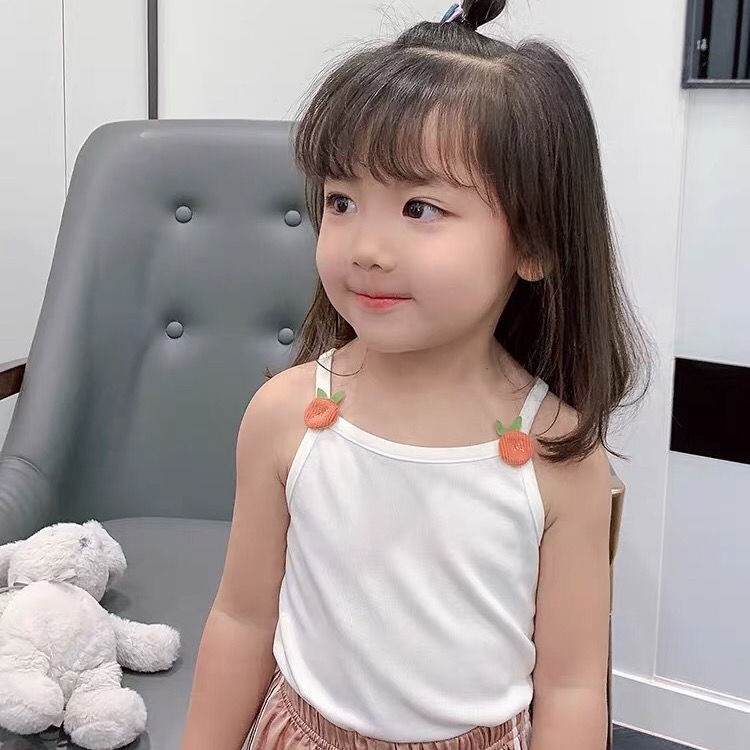 Áo Hai Dây In Hình Trái Dâu Xinh Xắn Dành Cho Bé Gái