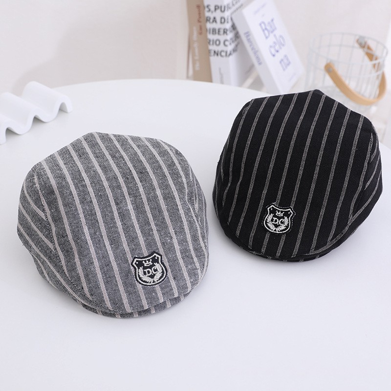Mũ beret họa tiết sọc phong cách Hàn Quốc thời trang cho bé trai