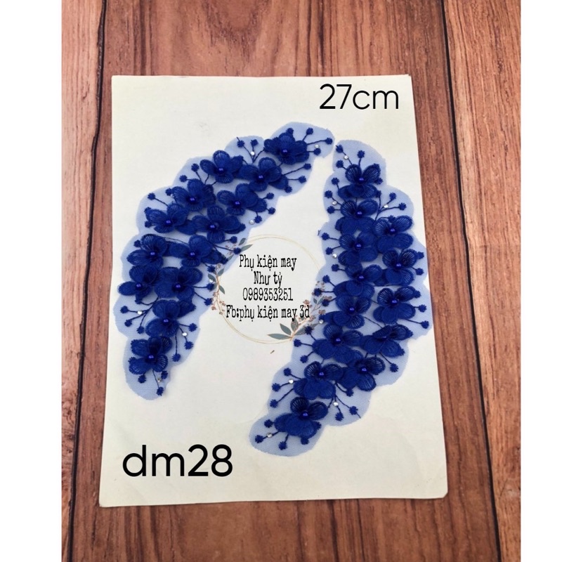 cặp ren thêu hoa 3d nhí xinh xắn 27cm