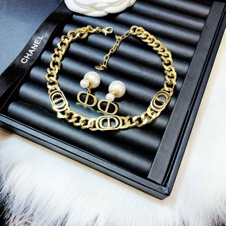 Set vòng cổ & bông tai cd phối xích