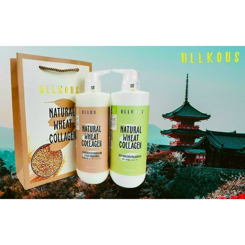 Cặp dầu gội xả collagen lúa mạch ullkous 800ml ngăn ngừa rụng tóc