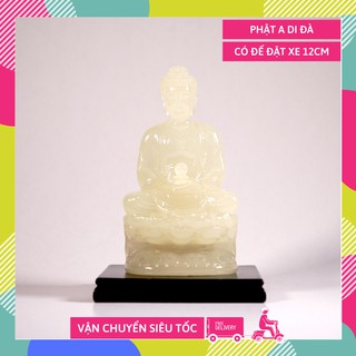 Tượng phật A Di Đà ngồi tòa sen có đế dạ quang - Cao 12cm