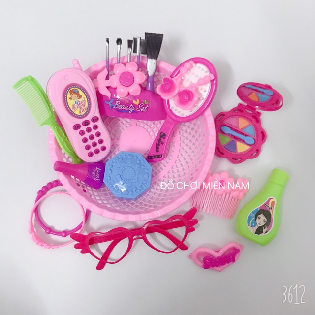 Bộ đồ chơi rỗ TRANG ĐIỂM 15 chi tiết loại xịn kèm búp bê dành cho bé đồ chơi cho bé trẻ em đồ chơi cho bé, trẻ em