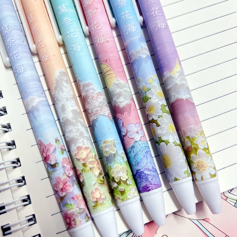 Bộ 6 bút mực gel hình tranh sơn dầu phong cách nàng tiên cá cho học sinh chất lượng cao