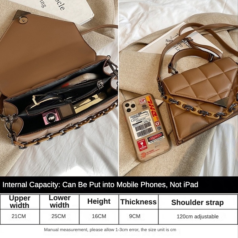 Túi Xách Đeo Vai Màu Trơn Phối Dây Xích Thời Trang 2022 Dành Cho Nữ