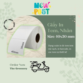 Giấy In Tem Mã Vạch Khổ 40x30mm Dạng Cuộn 850 Tem Dành Cho In Barcode, In Tem Vận Chuyển