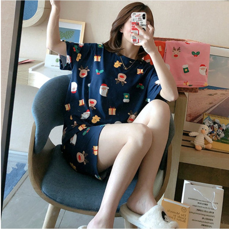 Bộ Đồ Ngủ Ngắn Tay Dáng Rộng Kiểu Hàn Quốc Thoáng Mát Thiết Kế Ngọt Ngào Cho Nữ ONEZ01 | BigBuy360 - bigbuy360.vn