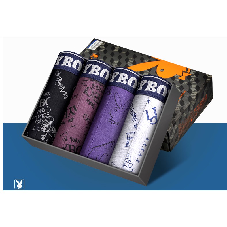Combo 4 Quần Lót Nam Boxer mã QL25118-21 Chính Hãng Playboy/ Quần lót Nam In Họa Tiết/ Quần Lót Nam Cao Cấp/QLót Nam Đẹp