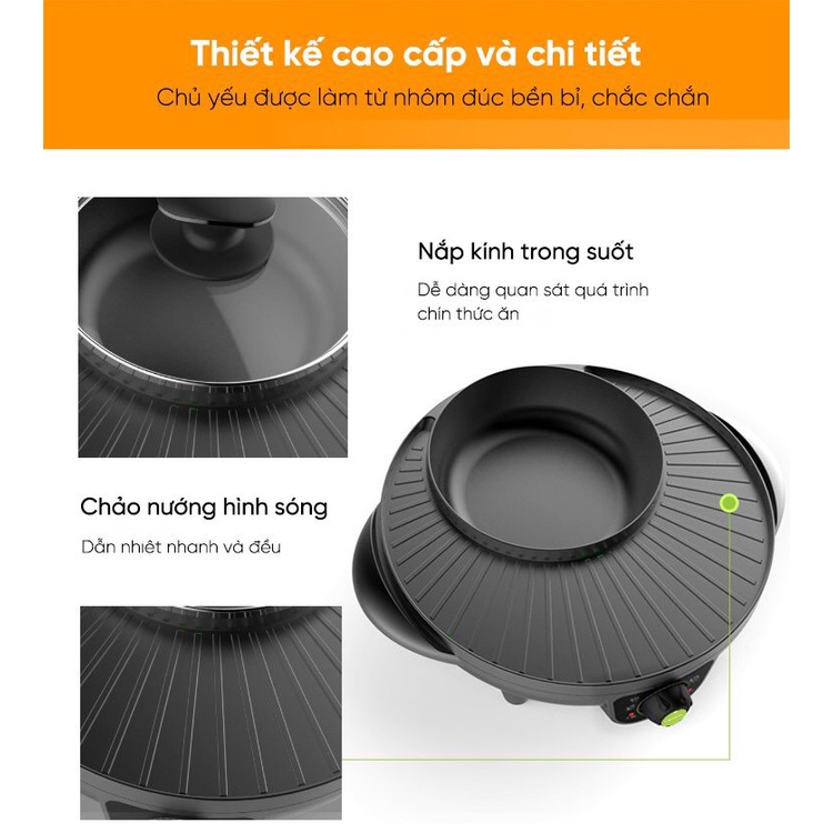 (*)GIAO HỎA TỐC Bếp lẩu nướng đa năng Xiaomi LIVEN SK-J3201- màu đen BH 6 tháng