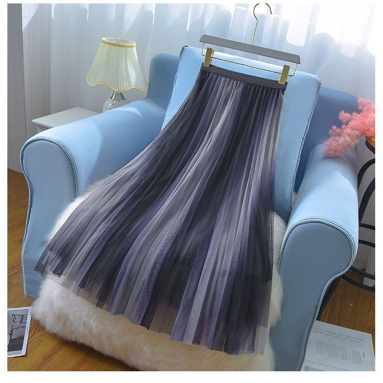 Chân Váy Lưới Dáng Chữ a Lưng Cao Màu Sắc Gradient Thời Trang Xuân Hè 2022