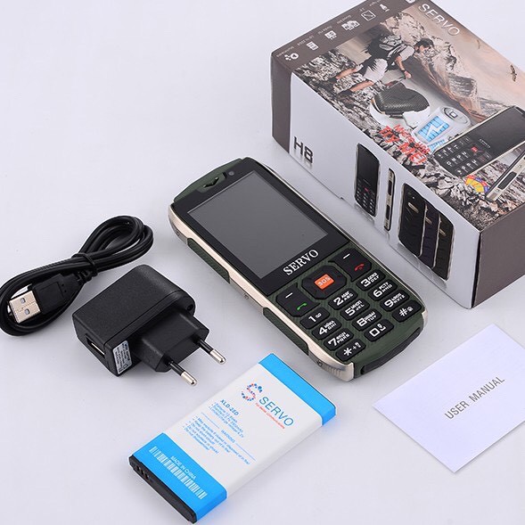 Điện Thoai 4 Sim 4 Sóng Servo H8 Loa To Sóng Khỏe Kiểu Dáng Hầm Hồ Quân Đội Màn Hình 2.8inch Sạc Pin Smart Phone FM